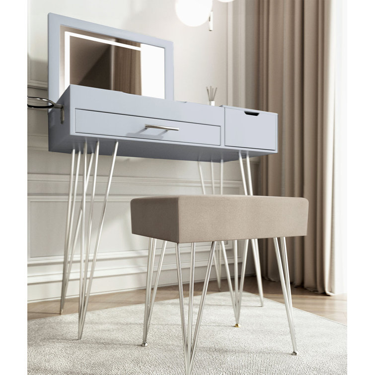 Ivy Bronx Aelan Dressing Table Set with Mirror Wayfair.co.uk